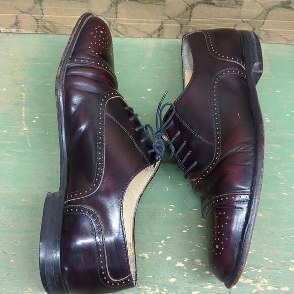 Mens Alfani (Italy) "Paul" Brown Leather Oxford Cap Round Toe Dress Shoes sz10.5 - Picture 6 of 10